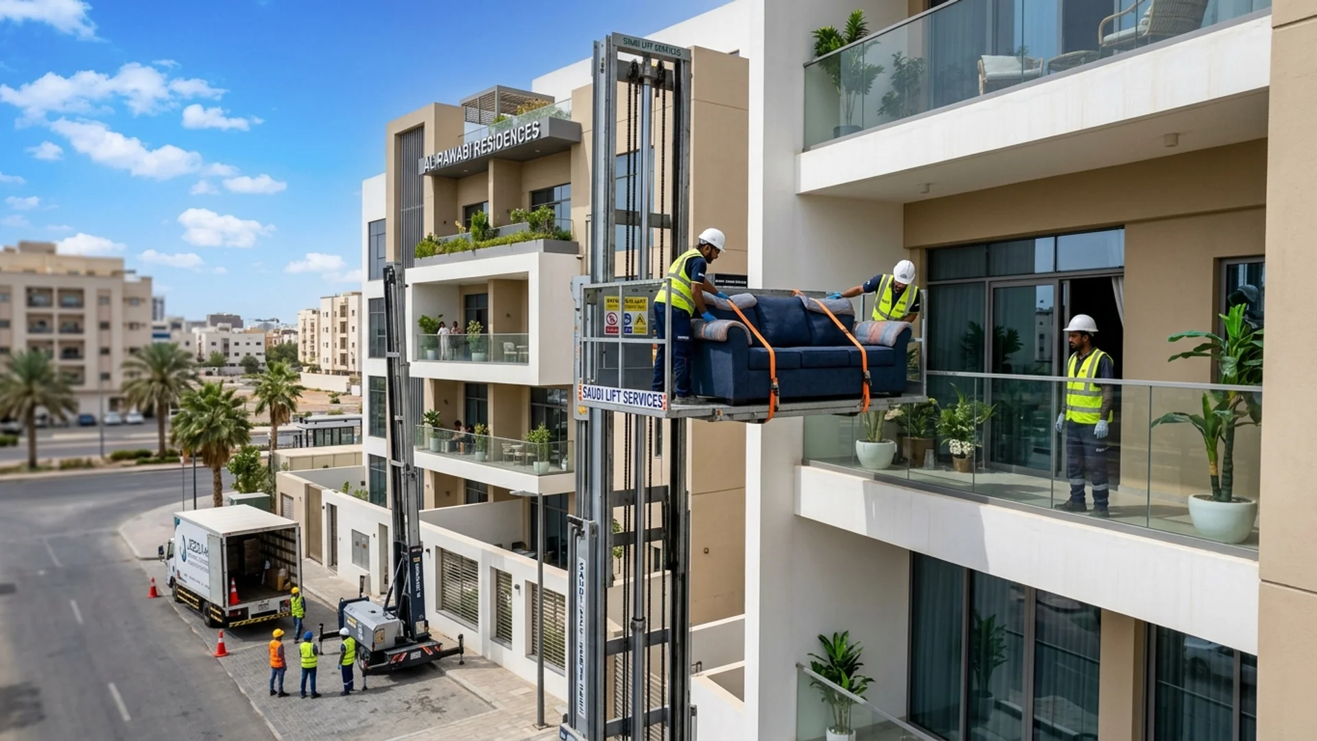 رافعات هيدروليكية لرفع وتنزل الأثاث للأدوار العليا