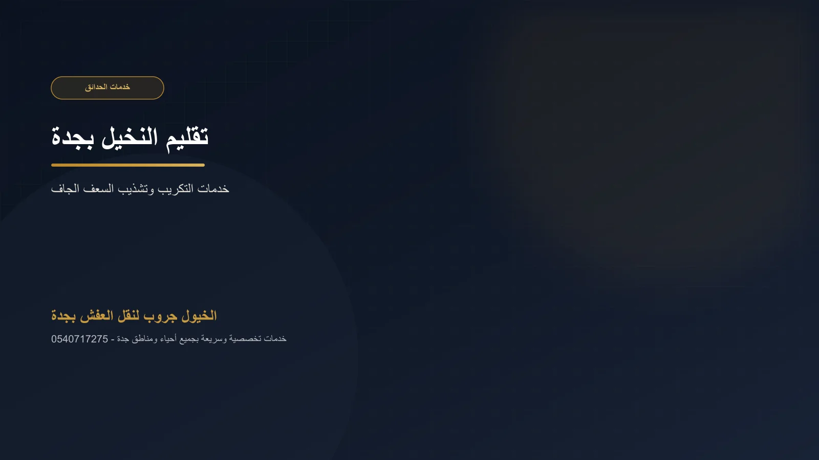 فريق متخصص يقلم سعف نخلة داخل حديقة فيلا بجدة مع معدات سلامة